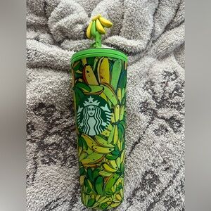 Farm Rio Starbucks Green Tumbler with Banana Design